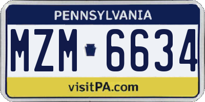 PA license plate MZM6634