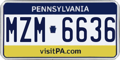 PA license plate MZM6636