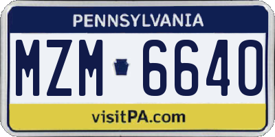 PA license plate MZM6640