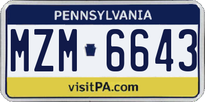 PA license plate MZM6643