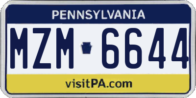 PA license plate MZM6644