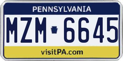 PA license plate MZM6645