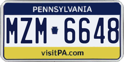 PA license plate MZM6648