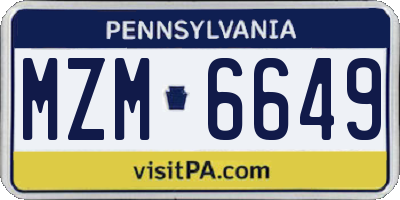 PA license plate MZM6649