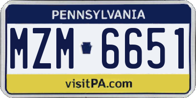 PA license plate MZM6651