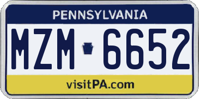 PA license plate MZM6652