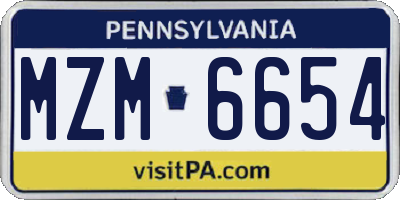 PA license plate MZM6654