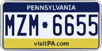 PA license plate MZM6655