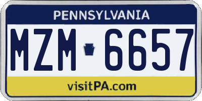 PA license plate MZM6657