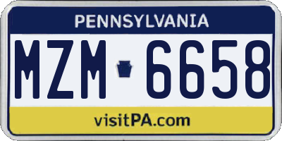 PA license plate MZM6658