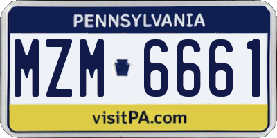 PA license plate MZM6661
