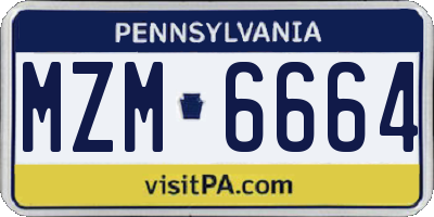 PA license plate MZM6664