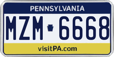 PA license plate MZM6668