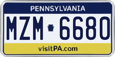 PA license plate MZM6680