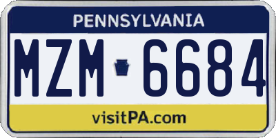 PA license plate MZM6684