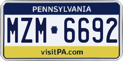 PA license plate MZM6692