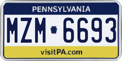 PA license plate MZM6693