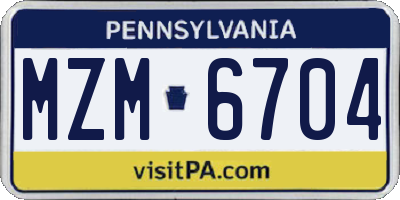 PA license plate MZM6704