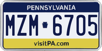 PA license plate MZM6705