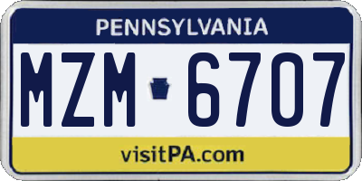PA license plate MZM6707