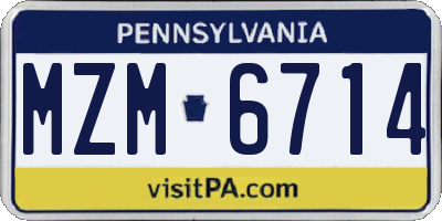 PA license plate MZM6714