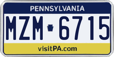 PA license plate MZM6715