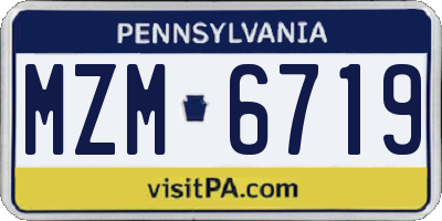 PA license plate MZM6719