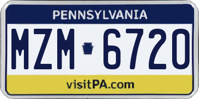 PA license plate MZM6720