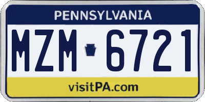 PA license plate MZM6721
