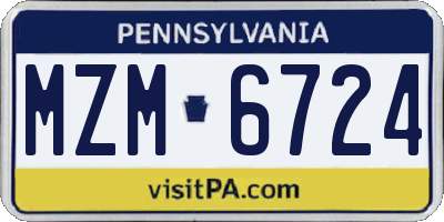 PA license plate MZM6724
