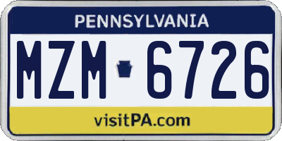 PA license plate MZM6726