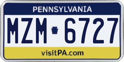PA license plate MZM6727