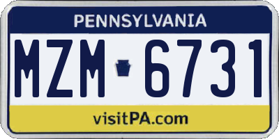 PA license plate MZM6731