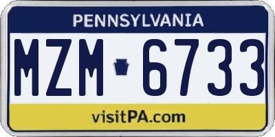 PA license plate MZM6733
