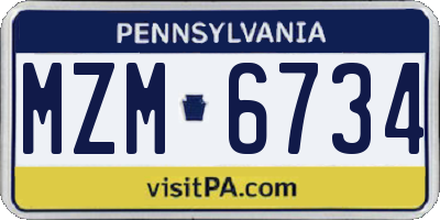 PA license plate MZM6734