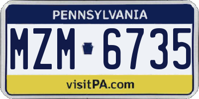 PA license plate MZM6735