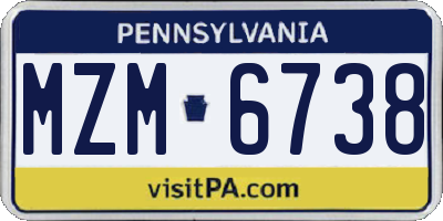 PA license plate MZM6738