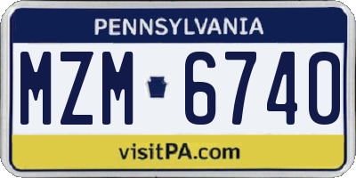 PA license plate MZM6740