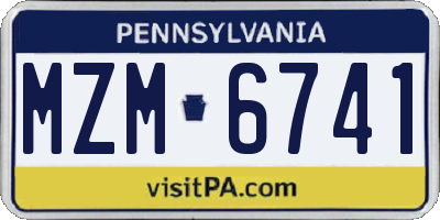 PA license plate MZM6741