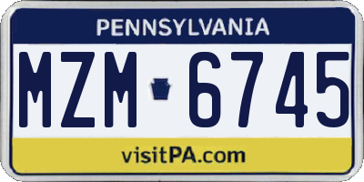 PA license plate MZM6745