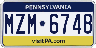 PA license plate MZM6748