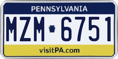 PA license plate MZM6751