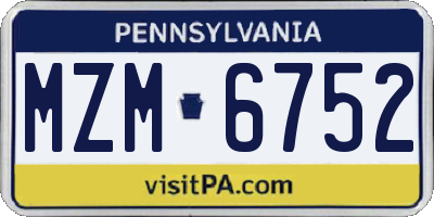 PA license plate MZM6752