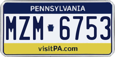 PA license plate MZM6753