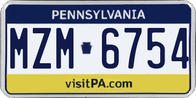 PA license plate MZM6754