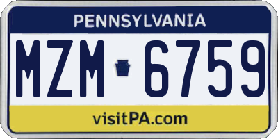 PA license plate MZM6759