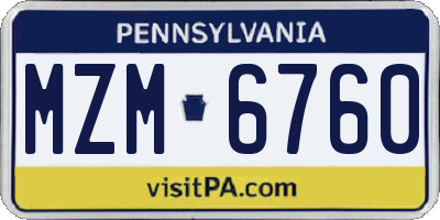 PA license plate MZM6760