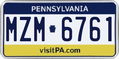 PA license plate MZM6761