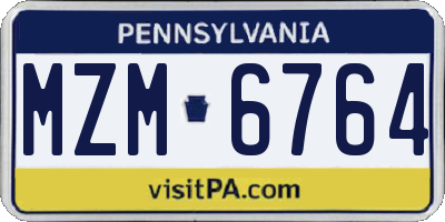 PA license plate MZM6764