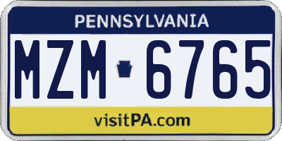 PA license plate MZM6765